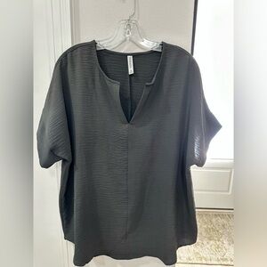 Zenana dark gray medium blouse polyester v-neck